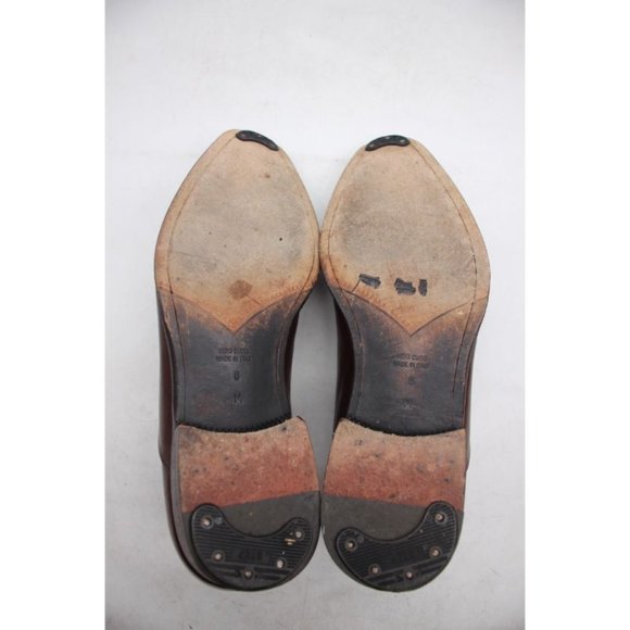 Barneys New York Men's Size 8 M Made in Italy Brown Leather Cap Toe Dress Shoes - Picture 8 of 11